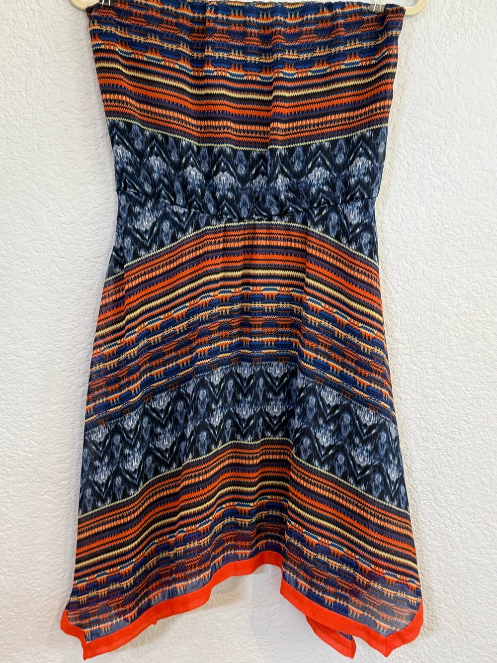 Maeve Anthropologie Strapless Mixed Print Midi Dress S